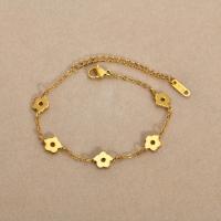 Stainless Steel Chain Bracelets, 304 Stainless Steel, Flower, plated, fashion jewelry & for woman, gold Approx 16-21 cm 