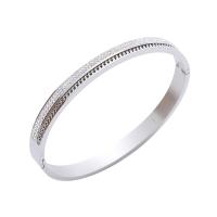 Stainless Steel Bangle, 304 Stainless Steel, Vacuum Ion Plating & micro pave rhinestone & for woman 