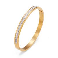 Stainless Steel Bangle, 304 Stainless Steel, plated, micro pave rhinestone & for woman Inner Approx 