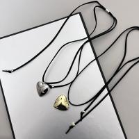Zinc Alloy Necklace, with PU Leather, Heart, plated, for woman 