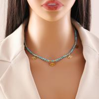 Türkis Schmuck Halskette, 304 Edelstahl, mit Türkis, mit Verlängerungskettchen von 5CM, handgemacht, verschiedene Stile für Wahl & für Frau, himmelblau, Länge:ca. 45 cm, verkauft von PC