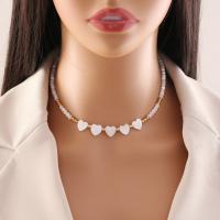 Shell Necklace, 304 Stainless Steel, with Shell, with 5CM extender chain, handmade & for woman, white Approx 45 cm 