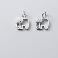 Sterling Silver Animal Pendants, 925 Sterling Silver, Elephant, plated, DIY & micro pave cubic zirconia, silver color [