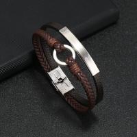 PU Leather Cord Bracelets, with Zinc Alloy, fashion jewelry & for man [
