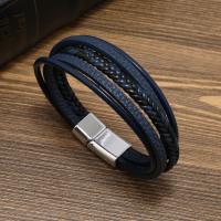 PU Leather Cord Bracelets, with Zinc Alloy, fashion jewelry & for man 12cm [