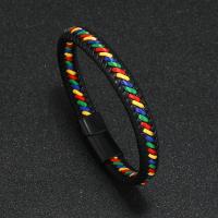 PU Leather Cord Bracelets, Microfiber PU, with Zinc Alloy, fashion jewelry & for man [