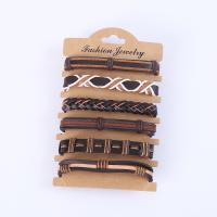 PU Leather Cord Bracelets, with Obsidian, fashion jewelry & for man, 12cm [