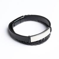 PU Leather Cord Bracelets, with 316 Stainless Steel, fashion jewelry & for man 10mm [