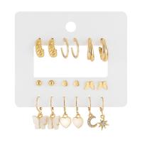 Zinc Alloy Rhinestone Drop Earring, with Acrylic, gold color plated, 9 pieces & for woman & with rhinestone, 4-29mm 