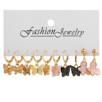 Acrylic Drop Earring, Zinc Alloy, with Acrylic, Butterfly, gold color plated, 5 pieces & for woman, 25mm 