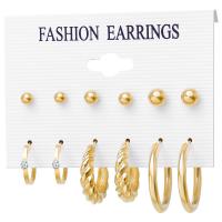 Zinc Alloy Rhinestone Stud Earring, plated, 6 pieces & for woman & with rhinestone 3-24mm [