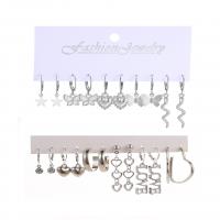 Zinc Alloy Rhinestone Drop Earring, platinum color plated & for woman & with rhinestone, 22-41mm 