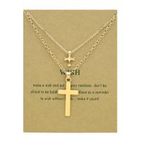 Fashion Multi Layer Necklace, Zinc Alloy, with 2inch extender chain, Cross, gold color plated, cross chain & Double Layer & Unisex Approx 17.5 Inch, Approx 18.9 Inch 