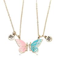 Couple Zinc Alloy Necklace, with 2inch extender chain, Butterfly, plated, 2 pieces & Unisex & enamel Approx 17.7 Inch 