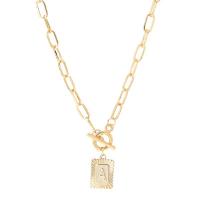 Zinc Alloy Necklace, Geometrical Pattern, gold color plated, cross chain & Unisex & with letter pattern Approx 18.1 Inch [