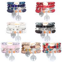 Wrap Bracelets, Glass, with Shell & Resin & Zinc Alloy, Tree, plated, 4 pieces & Bohemian style & Unisex 8mm, Inner Approx 50mm 