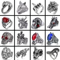 Resin Zinc Alloy Finger Ring, with Resin, plated, vintage & for man & with rhinestone [