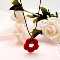 Acryl Halskette, mit Knotenschnur, Blume, Modeschmuck & für Frau & hohl, rot, 22mm, Länge:ca. 60 cm, verkauft von PC