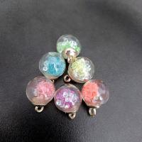Acrylic Jewelry Beads, Glass, with Resin & Brass, Round, gold color plated, DIY & luminated 16mm, Approx [