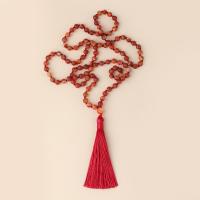 Fashion Fringe Necklace, Lace Agate, with Knot Cord, Tassel, vintage & fashion jewelry & Unisex, red, 6mm,85mm Approx 86 cm 