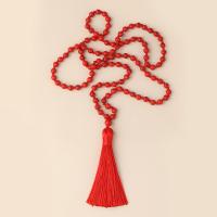 Fashion Fringe Necklace, Red Turquoise, with Knot Cord, Tassel, vintage & fashion jewelry & Unisex, red, 6mm,85mm Approx 86 cm 