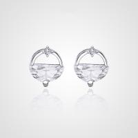 Sterling Silver Stud Earring, 925 Sterling Silver, fashion jewelry & for woman & with rhinestone [