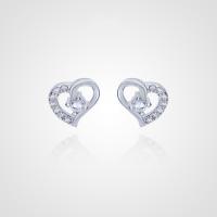 Silver Earring Zircon pavent Sterling, Argent sterling 925, coeur, bijoux de mode & pavé de micro zircon & pour femme Vendu par paire[