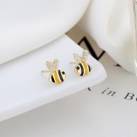 Silver Earring Zircon pavent Sterling, Argent sterling 925, abeille, bijoux de mode & pavé de micro zircon & pour femme Vendu par paire[