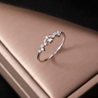 Цирконий Микро вымощает стерлингового серебра палец кольцо, 925 пробы, ювелирные изделия моды & инкрустированное микро кубического циркония & Женский, внутренний диаметр:Приблизительно 17mm, продается PC