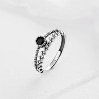 Cubic Zirconia Micro Pave Sterling Silver Finger Ring, 925 Sterling Silver, Antique finish, fashion jewelry & micro pave cubic zirconia & for woman US Ring [
