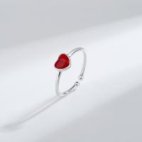 Sterling Silver Finger Ring, 925 Sterling Silver, Heart, fashion jewelry & for woman & epoxy gel, US Ring 