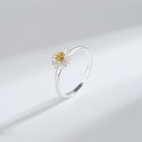 Sterling Silver Finger Ring, 925 Sterling Silver, Daisy, fashion jewelry & for woman, US Ring 