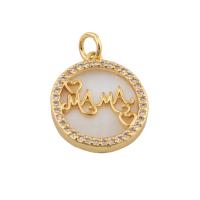 Cubique Pendentif en laiton zircon pavent, avec coquille, bijoux de mode & pavé de micro zircon & pour femme, doré Environ 1mm, Vendu par PC