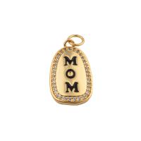 Cubique Pendentif en laiton zircon pavent, bijoux de mode & pavé de micro zircon & pour femme, doré Environ 1mm, Vendu par PC[