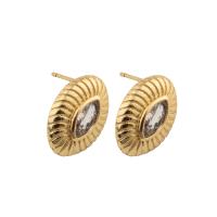 Boucles d'oreilles en laiton zircon cubique, bijoux de mode & pavé de micro zircon & pour femme, doré Vendu par paire