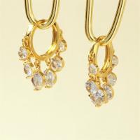 Cubic Zirconia Micro Pave Brass Earring, fashion jewelry & micro pave cubic zirconia & for woman, gold [