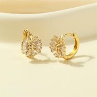 Cubic Zirconia Micro Pave Brass Earring, Butterfly, fashion jewelry & micro pave cubic zirconia & for woman, gold [