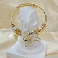 Stainless Steel  European Bracelets, Titanium Steel, with Resin & Zinc Alloy, Elephant, plated, fashion jewelry & for woman, gold Approx 16 cm [
