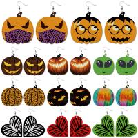 PU Leather Drop Earring, Halloween Jewelry Gift & for woman, 75mm 