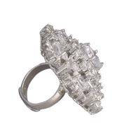 Латунное кольцо с стразами, Кристаллы, с Латунь, Снежинка, плакирован серебром, ювелирные изделия моды & Женский, размер:6-8, продается PC
