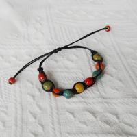 Porcelaine de bracelets de Woven Ball, avec corde de cire, fait à la main, Réglable & bijoux de mode & unisexe, plus de couleurs à choisir Environ 15-20 cm, Vendu par PC