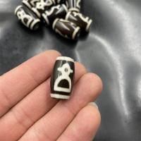 Natürliche Tibetan Achat Dzi Perlen, Gott des Reichtums & DIY, weiß und schwarz, 14x25mm, verkauft von PC[