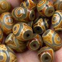 Natural Tibetan Agate Dzi Beads, Drum, vintage & three-eyed & DIY [
