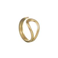 Titanium Steel Finger Ring, 14K gold plated, fashion jewelry & for woman, golden, 18*12mm [