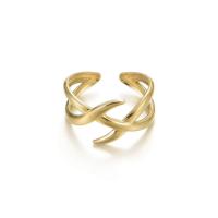 Titanium Steel Finger Ring, 14K gold plated, fashion jewelry & for woman, golden, 18*11mm 