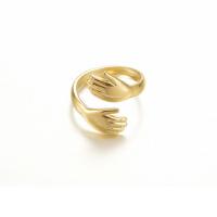Титан Сталь палец кольцо, титан, 14K плакирование железом, ювелирные изделия моды & Женский, Золотой, 18*18mm, продается PC[