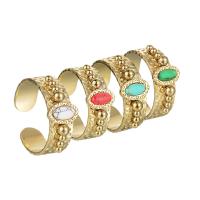 Titanium Steel Finger Ring, with turquoise, 14K gold plated, fashion jewelry & Unisex 18mm [