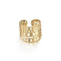 Titanium Steel Finger Ring, 14K gold plated, fashion jewelry & for woman, golden, 18*16mm 