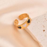 チタン鋼の指環, チタン鋼, 14 K ゴールド メッキ, ファッションジュエリー & 女性用 & エナメル, 2色の異なる, 17*7mm, 売り手 パソコン