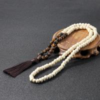 Fashion Fringe Necklace, Tiger Eye, with Knot Cord & Wood, Tassel, vintage & fashion jewelry & Unisex, mixed colors, 8mm,80mm Approx 89 cm 